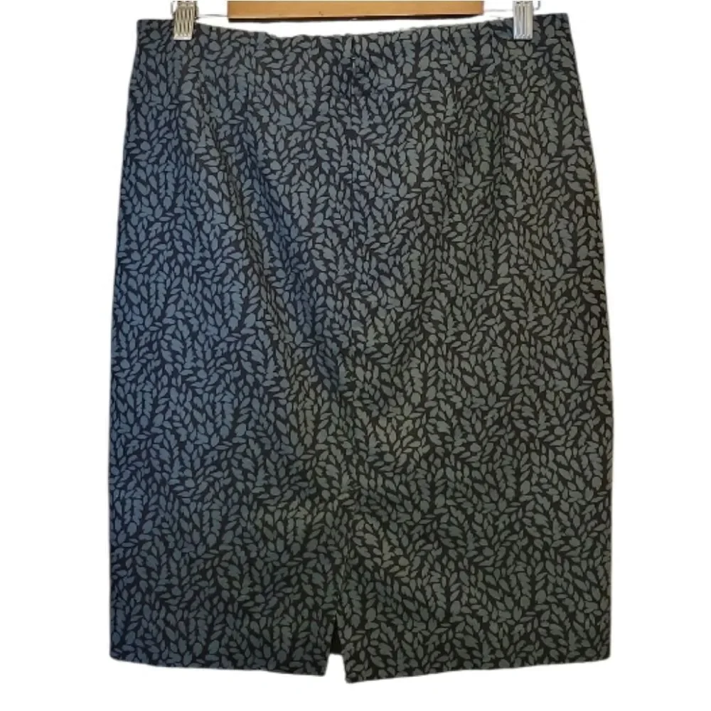 Ann Taylor Loft Black With Green Leaf Pencil Skirt Size 10